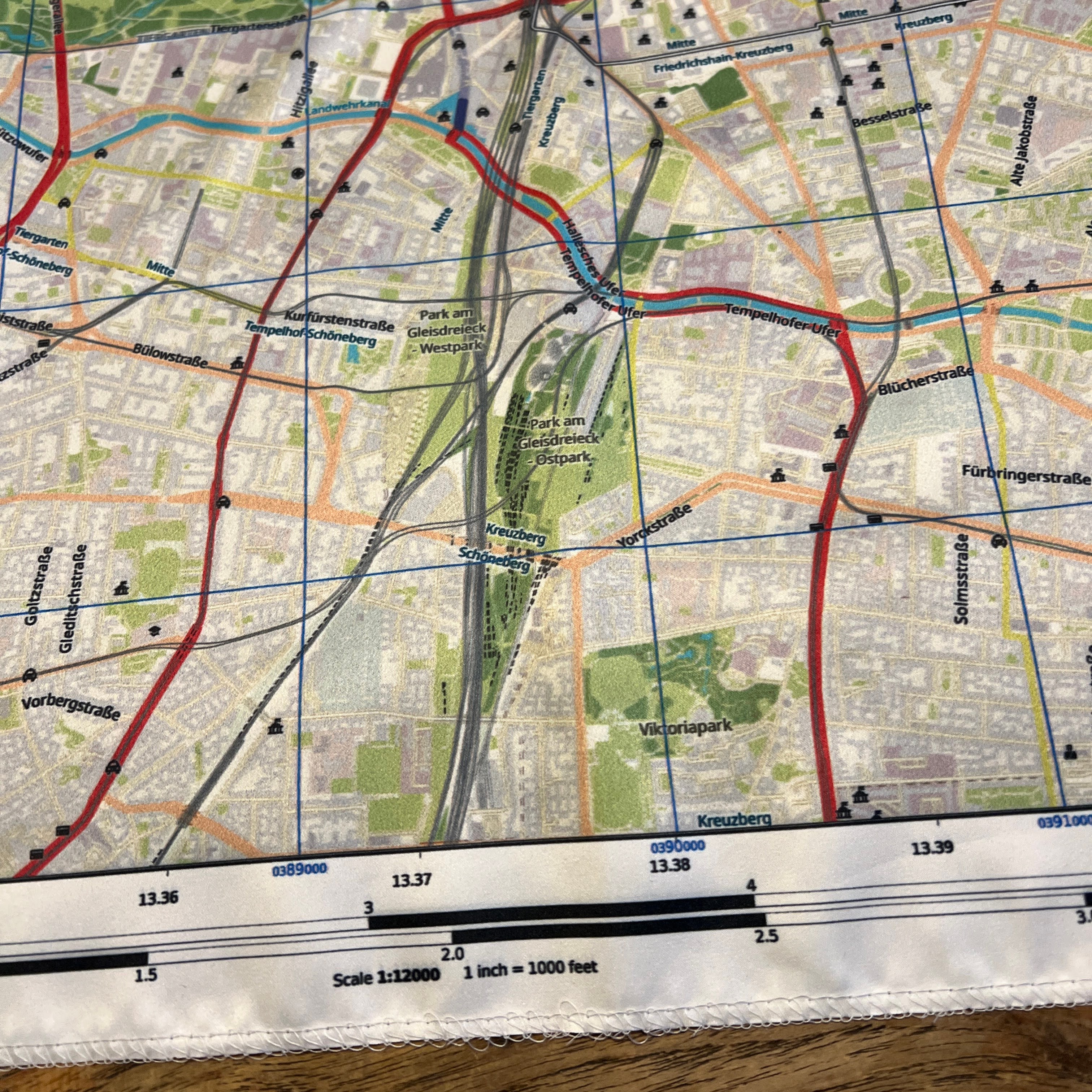 Berlin escape map detail: Note the trace of the Berlin wall at the top of the picture.