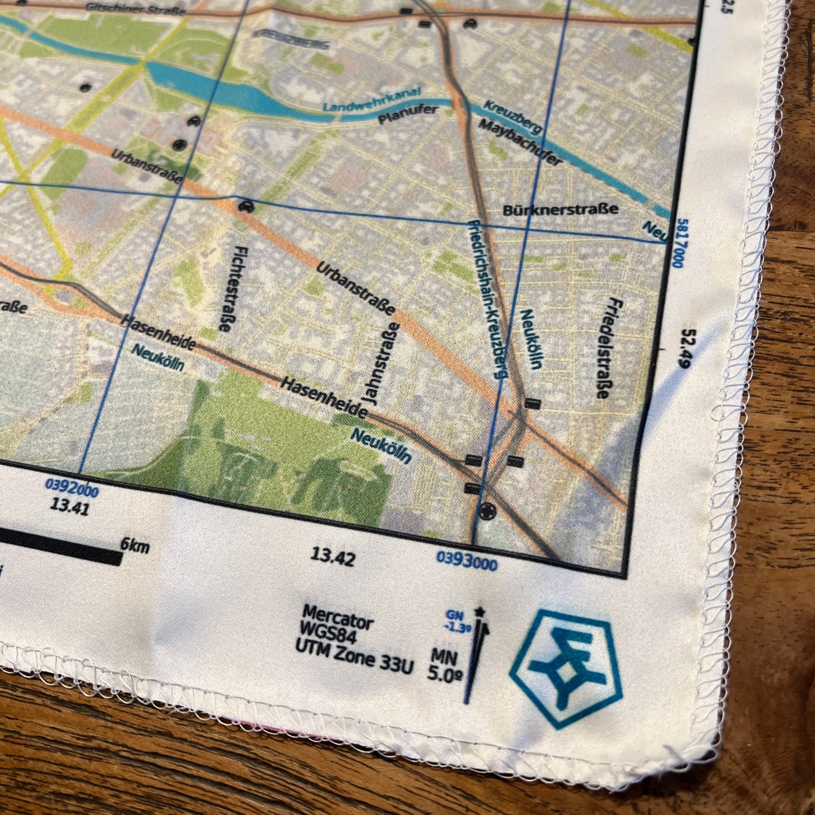 Berlin escape map detail: Inconspicuous branding.